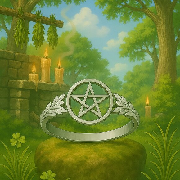 Celtic Oakleaf Pentacle Sterling Silver Ring NWT, Size 5 and 7 - Picture 2 of 5